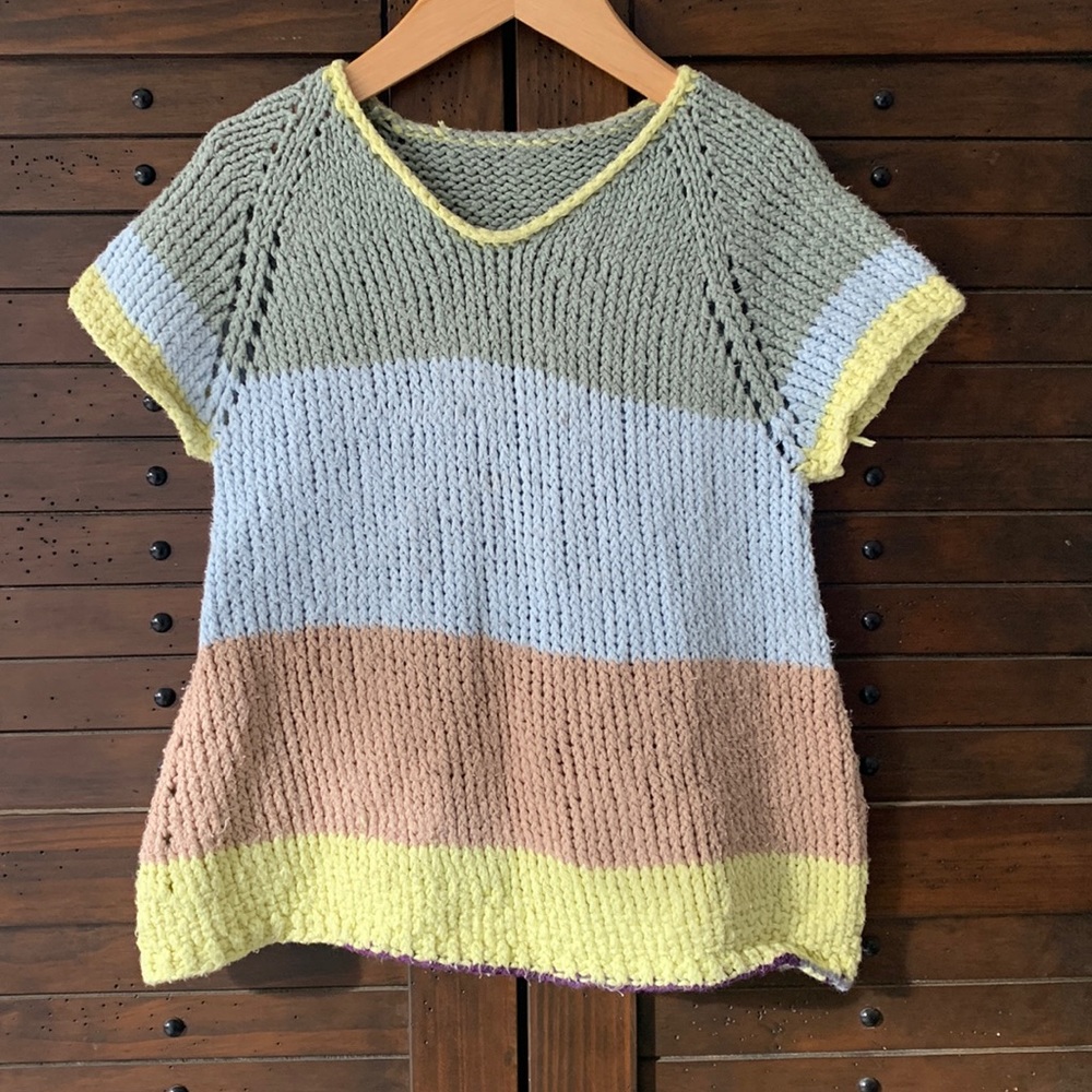 Handmade knitted cotton linen top size 4T